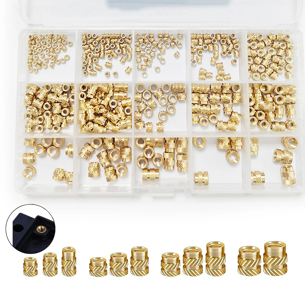 Brass Threaded Insert Nut Kit M2 M2.5 M3 M4 M5 M6  Hot Melt Heat Knurled Embed Injection Copper Insertnut for 3D Print Plastic