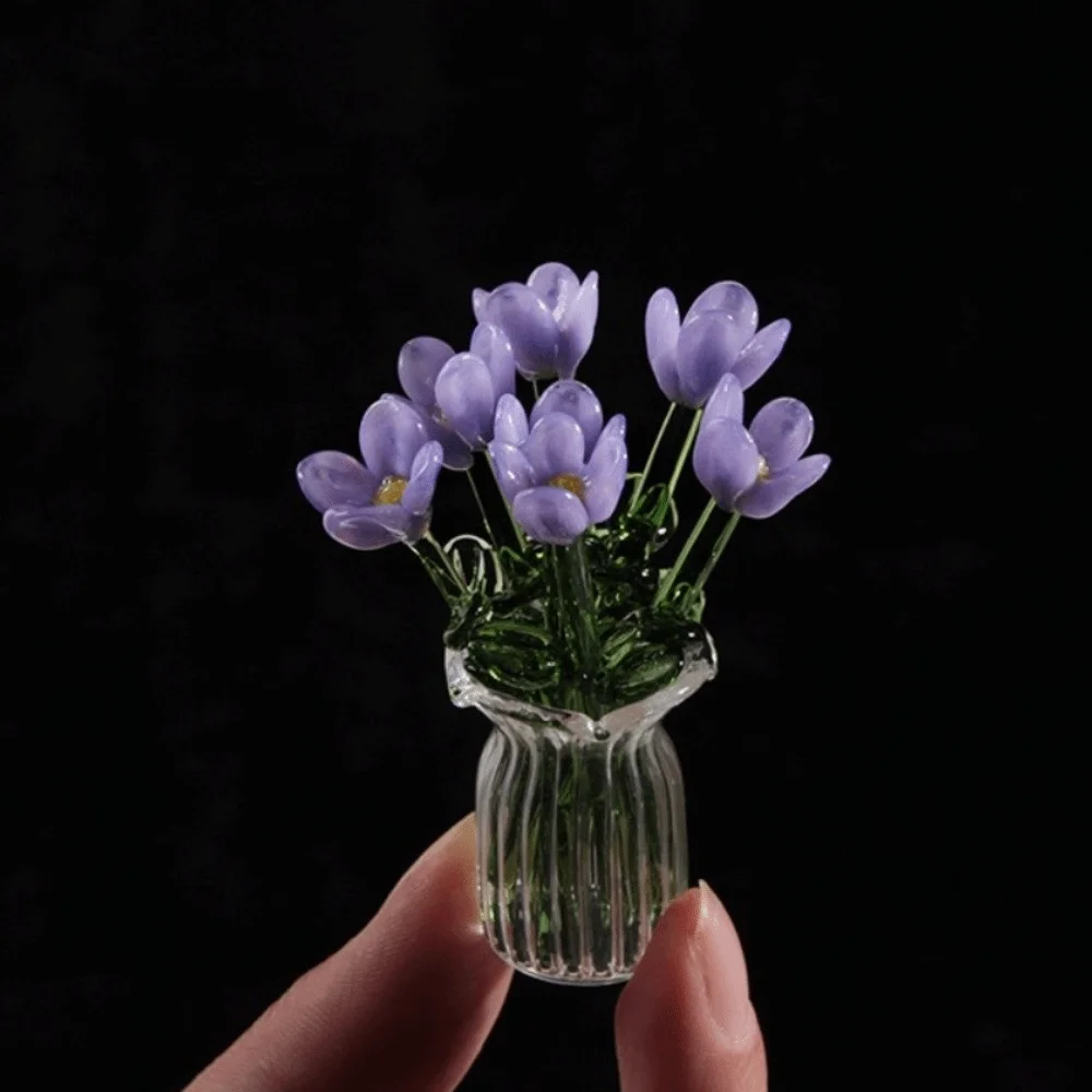 Colorful Glass Flower Decor Simulation Flower Lovely Hand-blown Glass Flower Simulation Floral Delicate