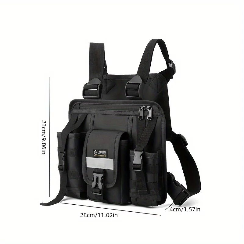 Trendy Brand Tactical Bag  Functional Vest Bag, Casual Personality Bag  Vest Bag  Men's Multi-compartment Workwear Chest Bag