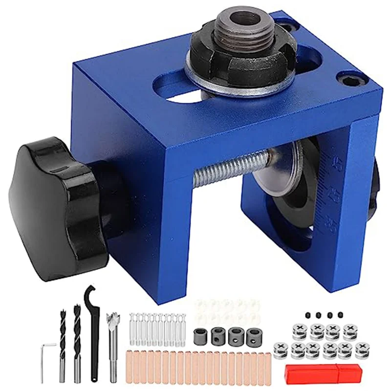 

AB33-Hole Opener Round Wood Tenon Woodworking Punching Locator Kit Blue&Black For Woodworking Drilling