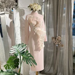 Vestido de noche informal plisado con lentejuelas para mujer, traje Sexy de cuello alto, a medida, Midi