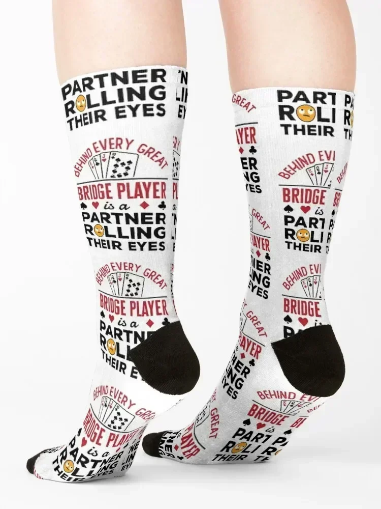 Behind Every Great Bridge Player Is a Partner Rolling Their Eyes Socks Wholesale floor gym Hiking boots Socks Ladies Men's