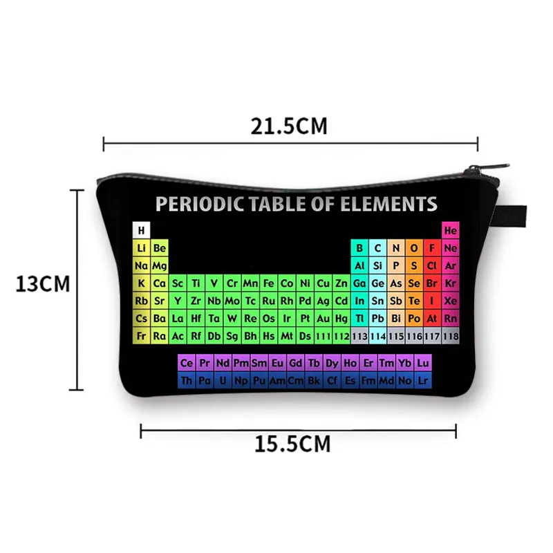 Periodic Table of Elements Print Cosmetic Case Women Makeup Bags Coffe Letters Zipper Pouch Lipstick Organizer for Cosmetics Bag