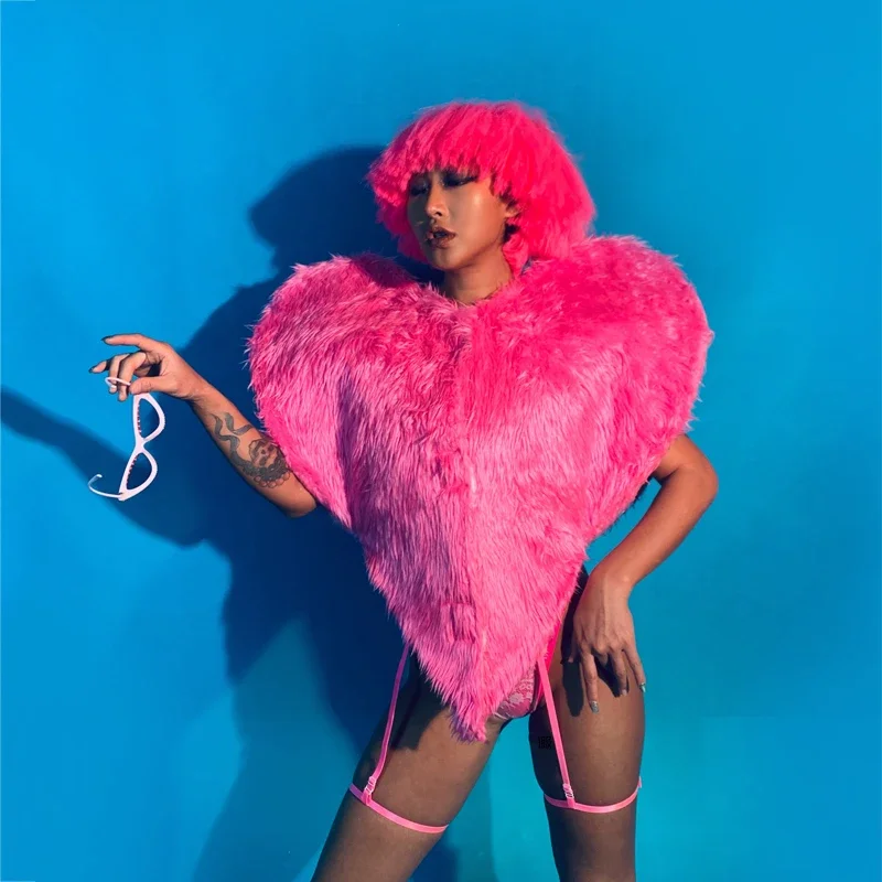 

Женский сексуальный сценический костюм для певицы, костюм для рейва, бар DS, боди для косплея, танцевальный костюм Gogo Performance, кружевной комплект с пудрой Love XS2038