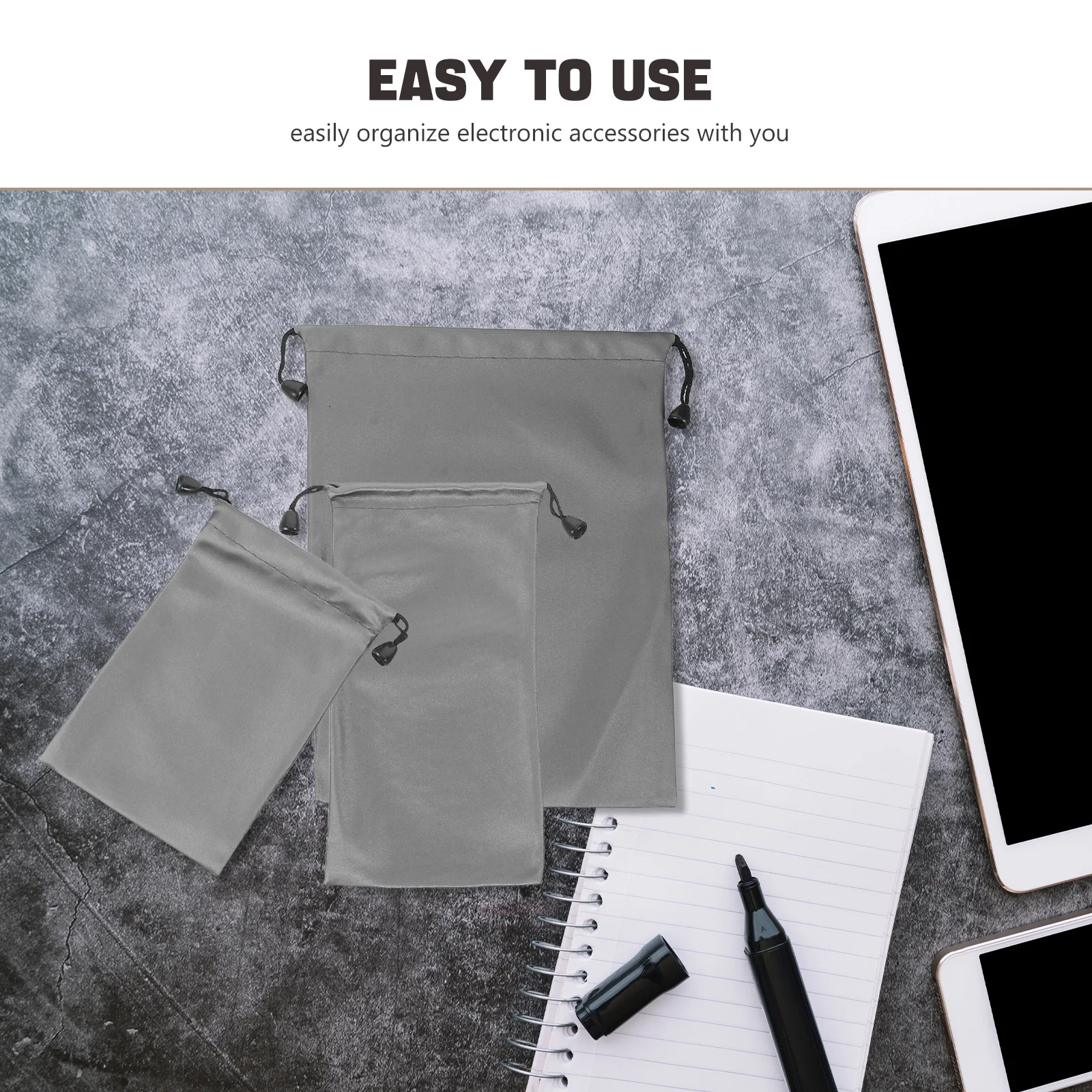 5Pcs Drawstring Bags Small Cable Organizer Power Bank Storage Pouch Travel Electronic Accessories Nylon Organizer