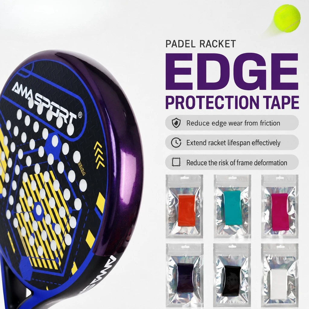 X-ace Padel Racket Edge Protection Tape, TPU Material, 50mm Width, Half-Wrap Guard Strip Anti-Scratch Racket Frame Protector