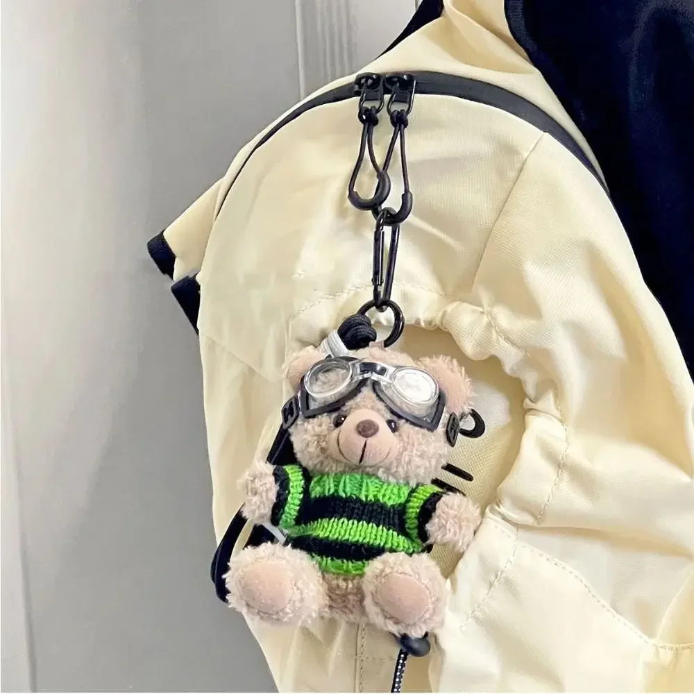 Kawaii Key Chain Pilot Bear Keychain Stuffed Animal Bag Pendant Plush Key Ring Plushies Toys Decoration Gift Jewelry