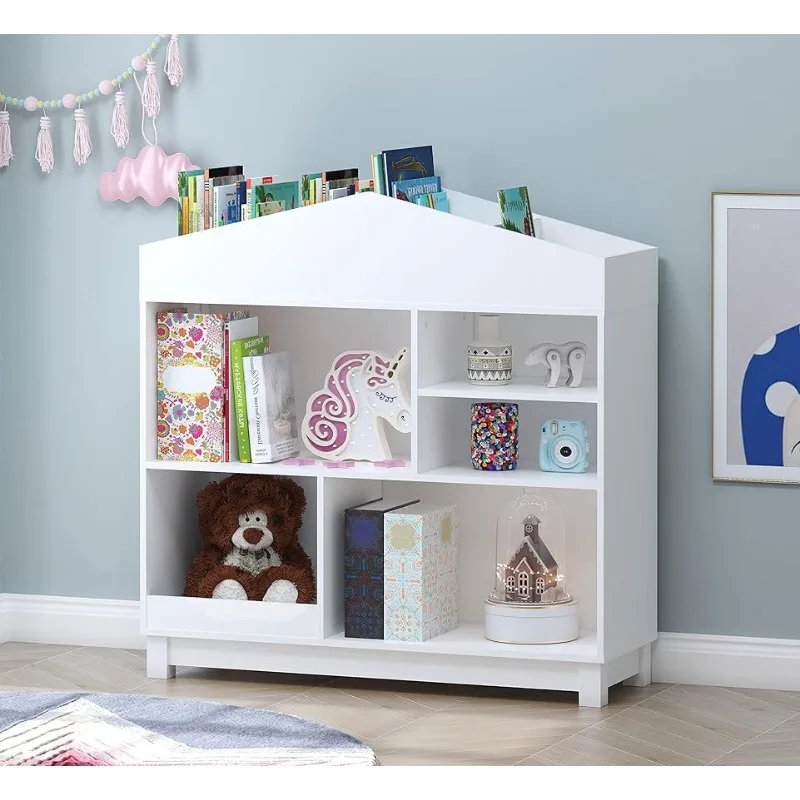 

Kids Bookshelf, Wooden Children's Bookcases with Storage, Playhouse Book Shelves Dollhouse Bookcase for Boys and Girls