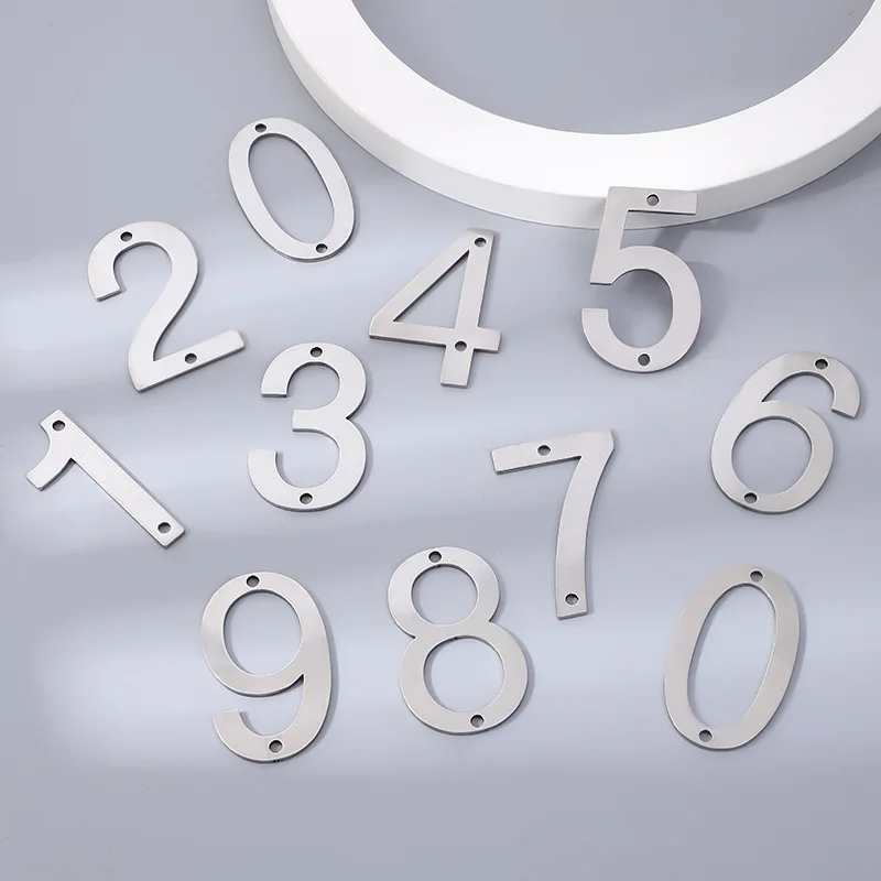 10pcs /lot Stainless Steel Keychiain Number 0-9 DIY Jewelry Gift Keyrings Wholesale
