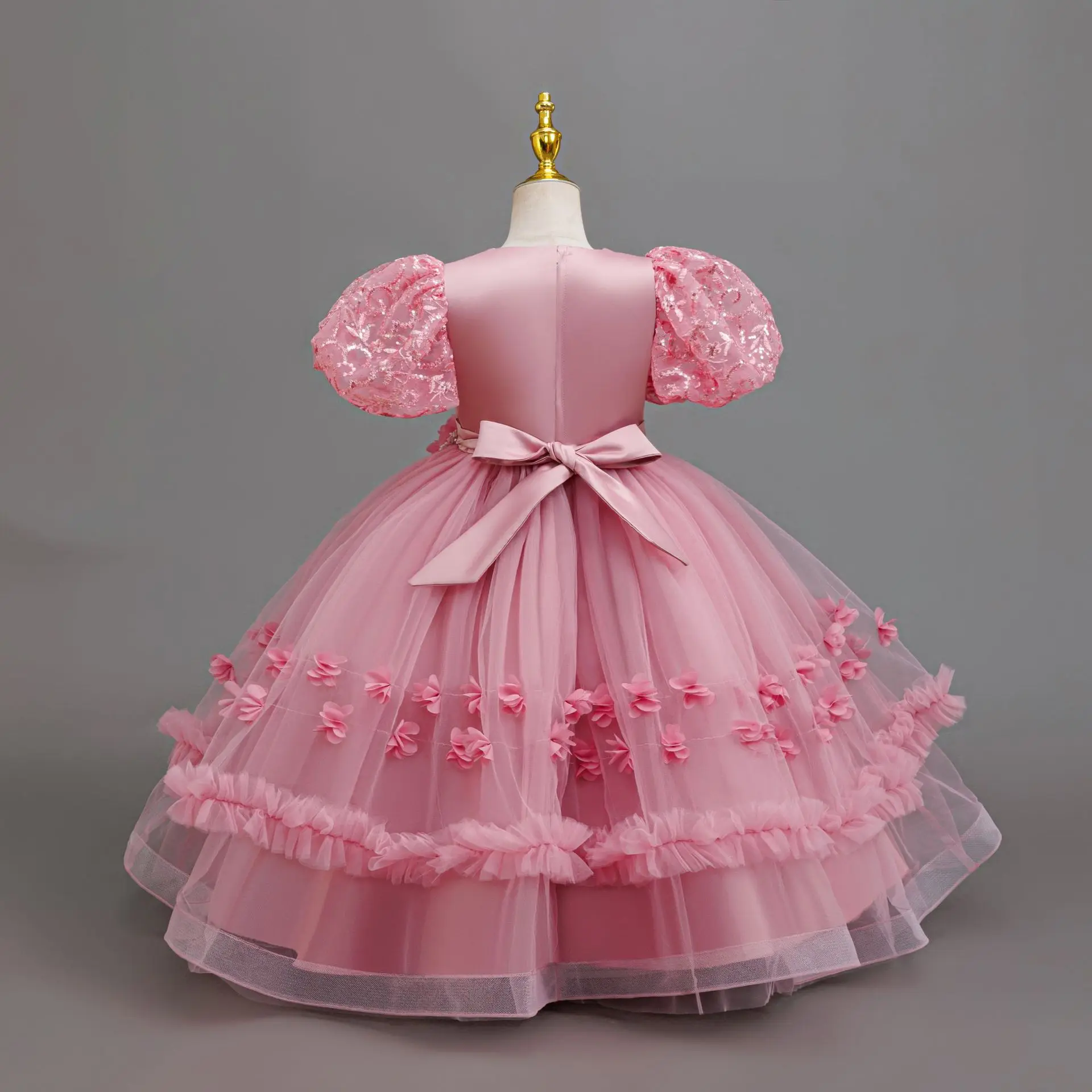 HETISO Children's Luxury Elegant Birthday Party Gown Girls Princess Dress Kids Special Occasions Holiday Prom Wear 4-12 Years