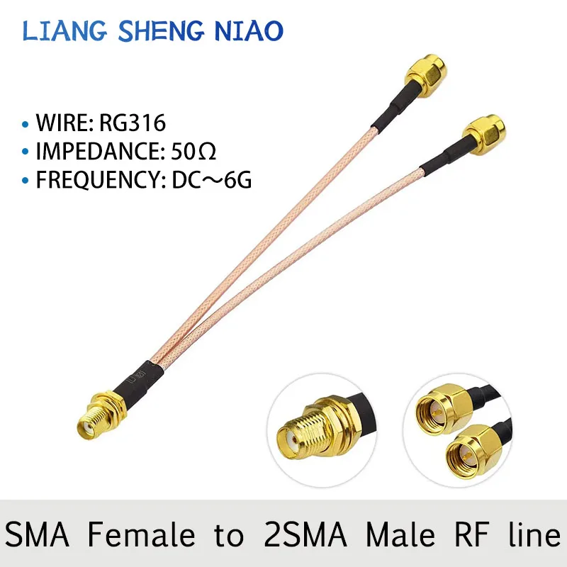 SMA to 2X SMA Male Female Y type Splitter Combiner jumper cable pigtail RG316