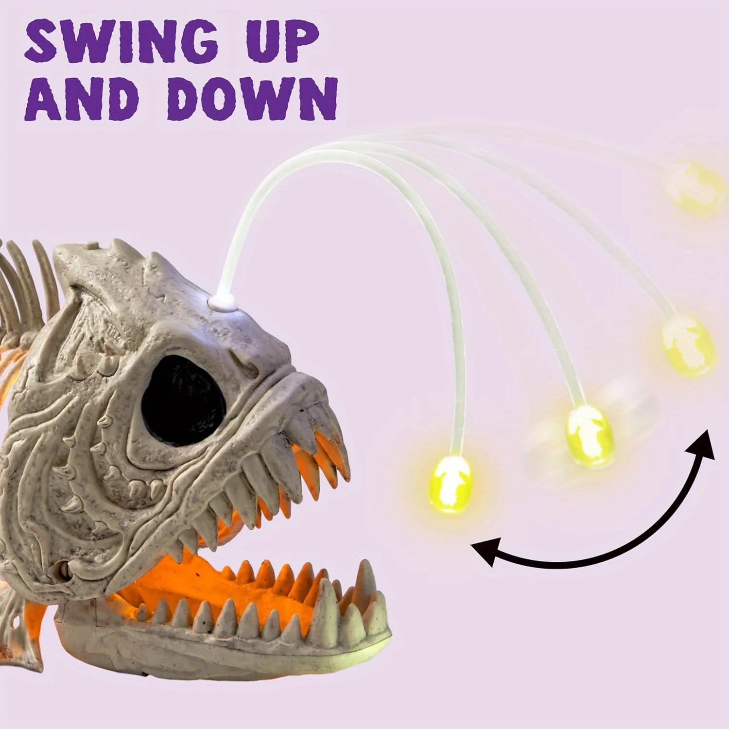 Skeleton Lantern Fish Halloween with LED Eye Plastic Bones for Halloween Party Photo Prop Decoration Graveyard Decor, Indoor Outdoor Spooky Scene(10.2