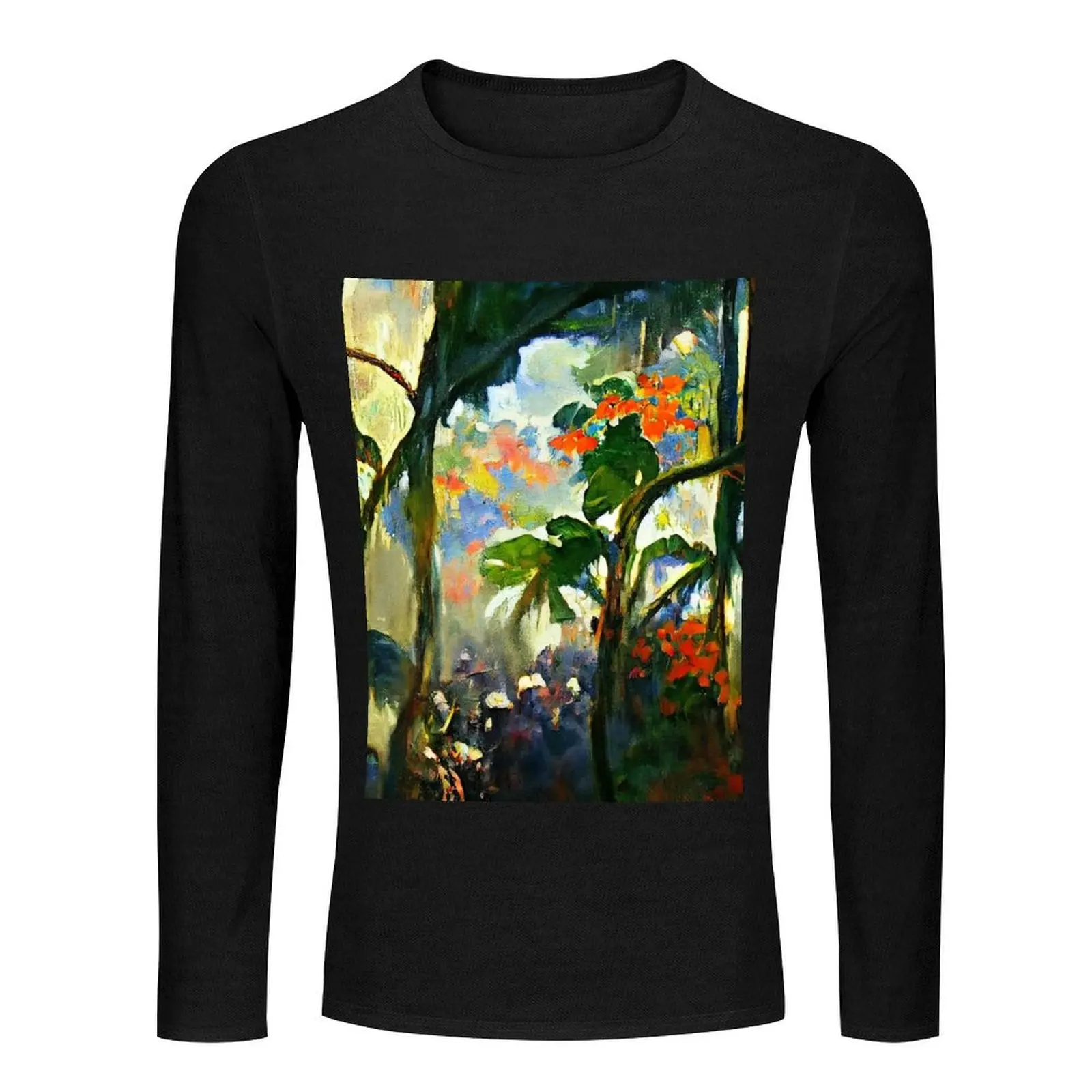 Rainforest Jungle Paint Long T-Shirt anime t shirts for men cotton