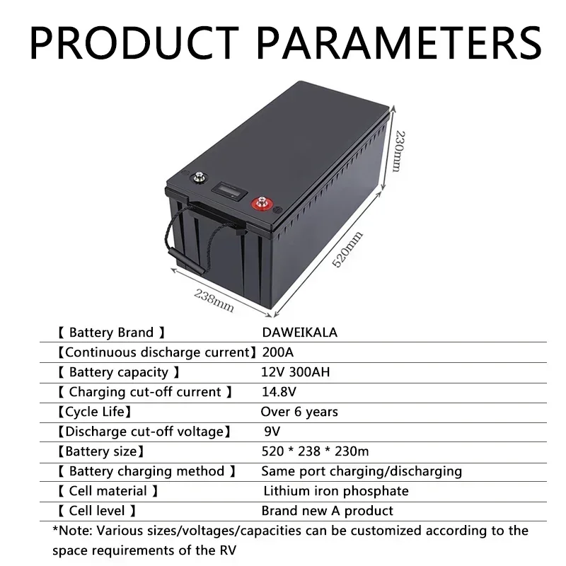 12V 300Ah LiFePO4 Battery Built-in BMS Lithium Iron Phosphate Cells For Replacing Most Of Backup Power Home Energy Storage