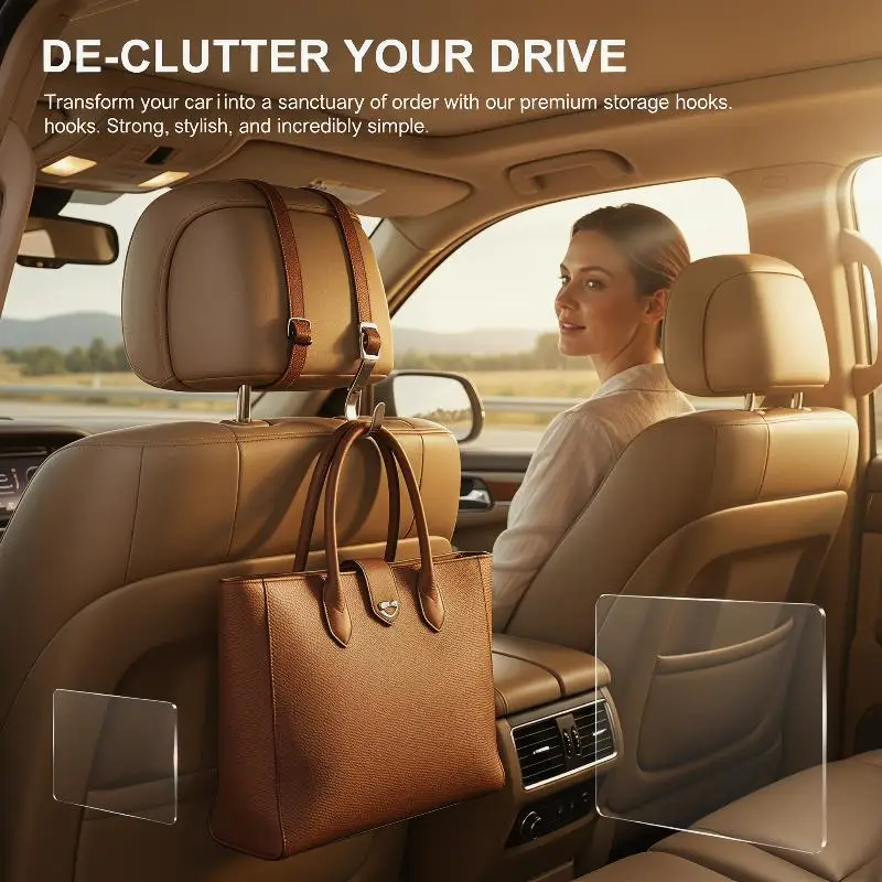 Premium Leather Car Headrest Hook Easy Installation and Durable Design for Ultimate Vehicle Storage