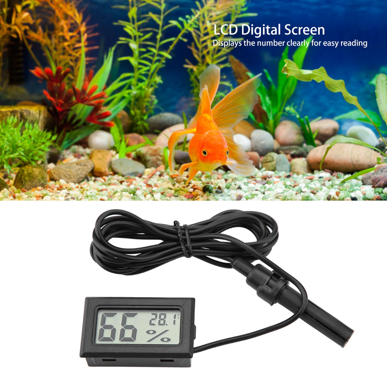Mini LCD Thermometer Hygrometer Embedded Temperature Humidity Monitor with External Probe for Incubator Terrarium Aquarium
