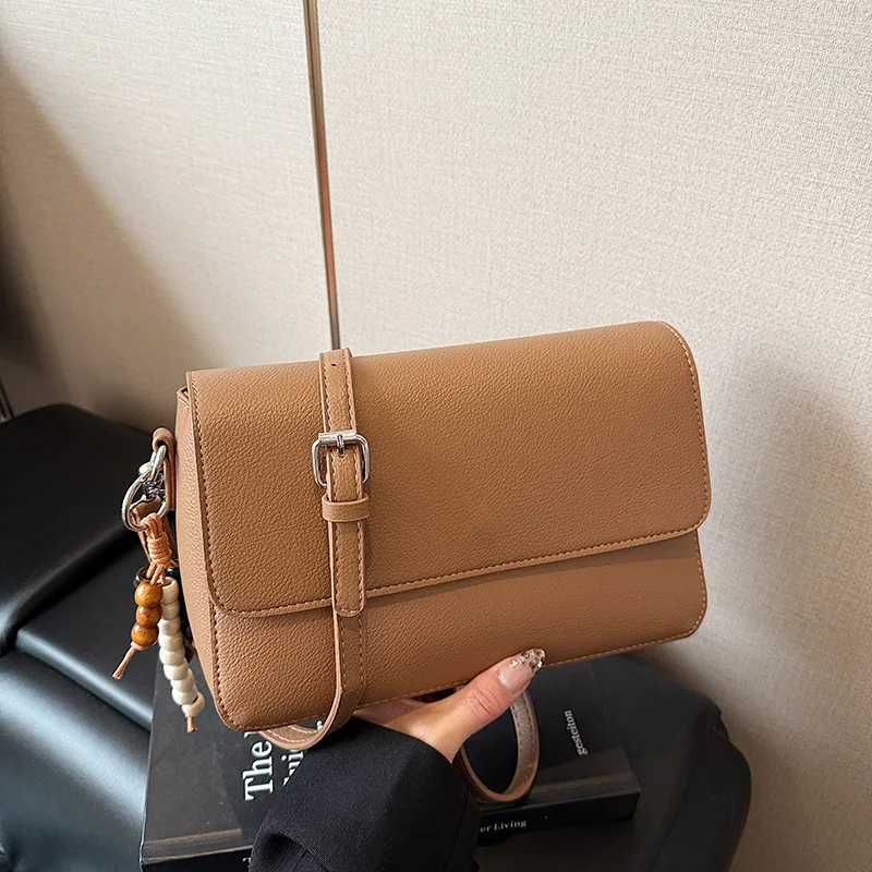 Fashion Simple Small Square Bags for Women Classic Retro Solid Color PU Leather Shoulder Bag Elegant Office Lady Crossbody Bags