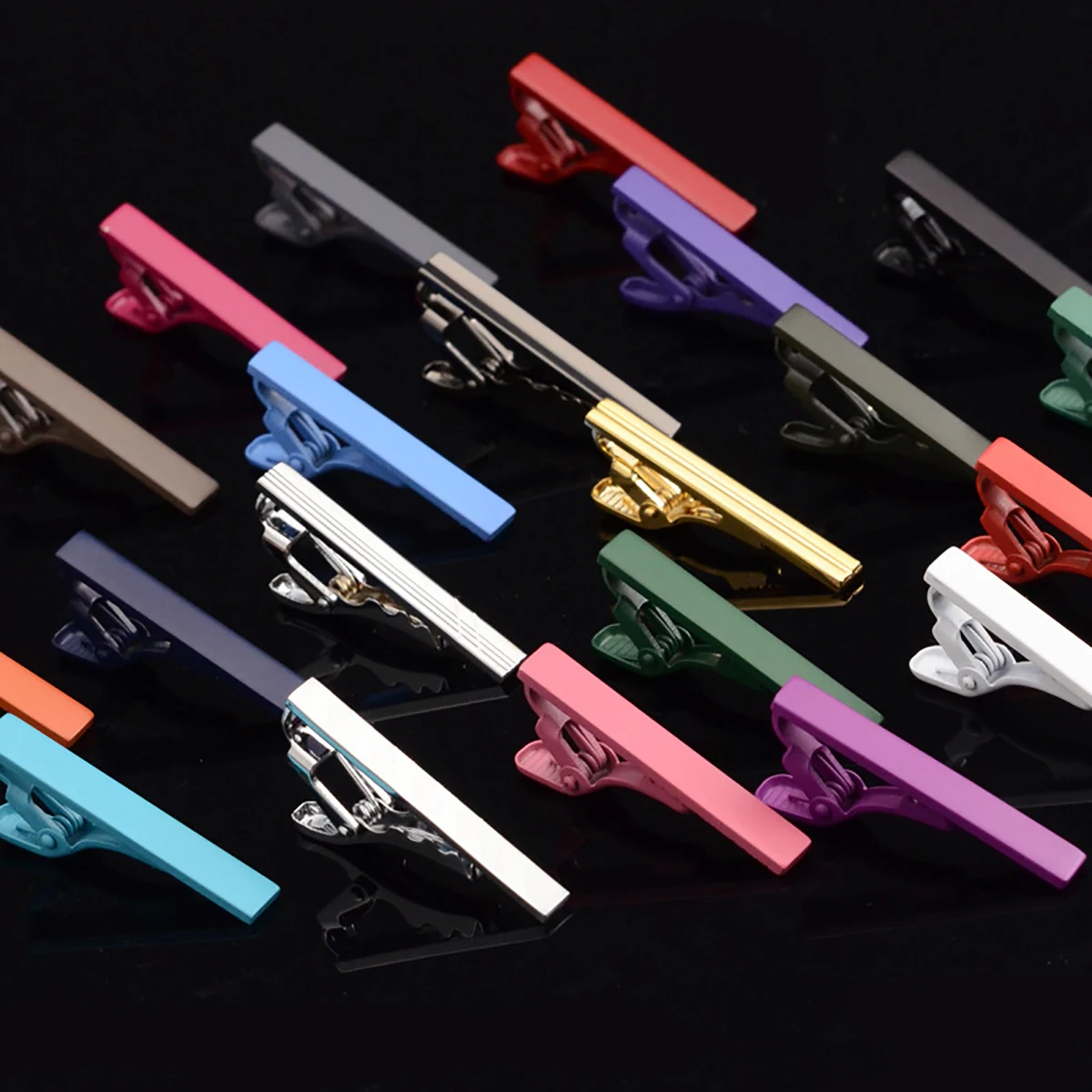 Clips de corbata coloridos para hombre, accesorios de corbata de Metal para Bar, camisas de vestir, alfiler de corbata para fiesta de boda, Clip de Corbata de Metal Rojo Dorado