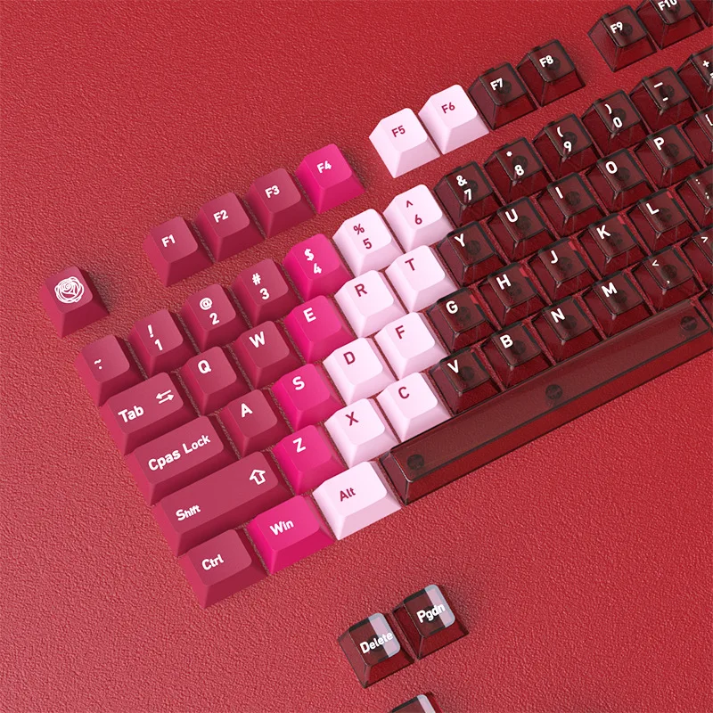 

150-клавишные двухцветные колпачки для клавиш Red Dye Sub PBT Cherry Profile, индивидуальные полностью прозрачные хрустальные колпачки для клавиш ПК для переключателей MX, клавиатуры