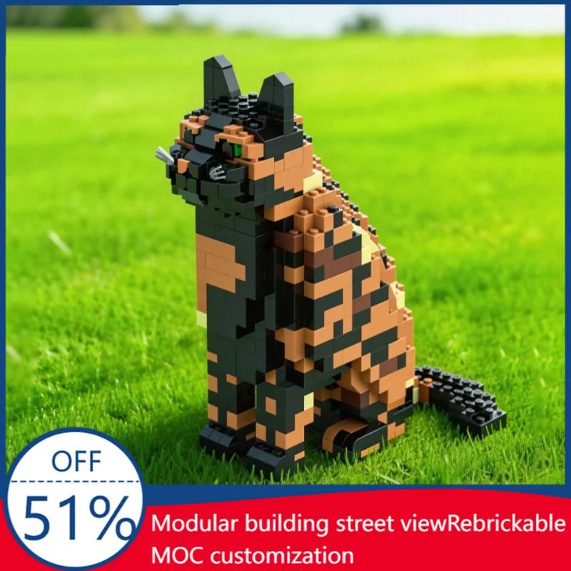 

772 Parts Mixed Color Cat Figure Model Building Blocks Kids Diy Educational Assembly Girl Display Toy Birthday Customized Gifts
