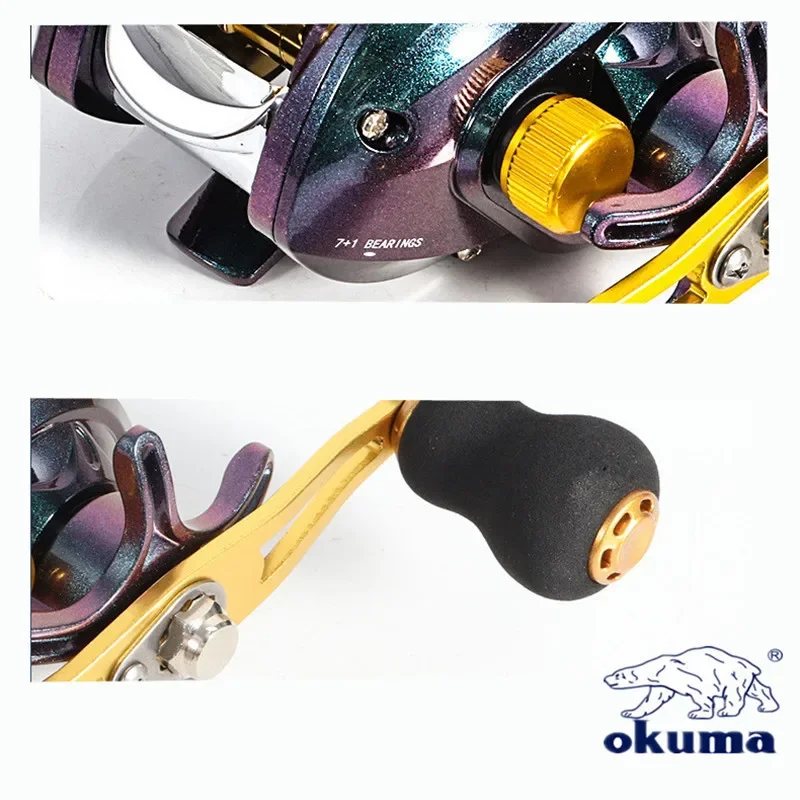 OKUMA Metal Wire Cup Chameleon Droplet Wheel 10KGMax Dragon Bait Reel Dual Brake 7+1 BB High Speed Fishing Reel
