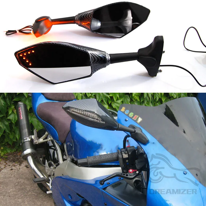 1Pair LED Turn Signals Motorcycle Rear View Side Mirrors For Suzuki Hayabusa sv650s/1000s gsx750f MT Suzuki TL1000S RF900R