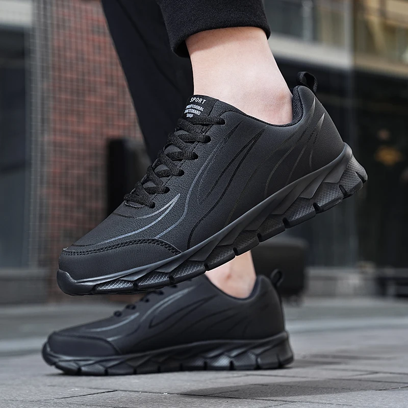 Big Size 48 Lace-up Sneakers Men New Men Shoes Autumn Low-cut Thick-soled Casual Sneakers Black Lightweight Men's Walking Shoes