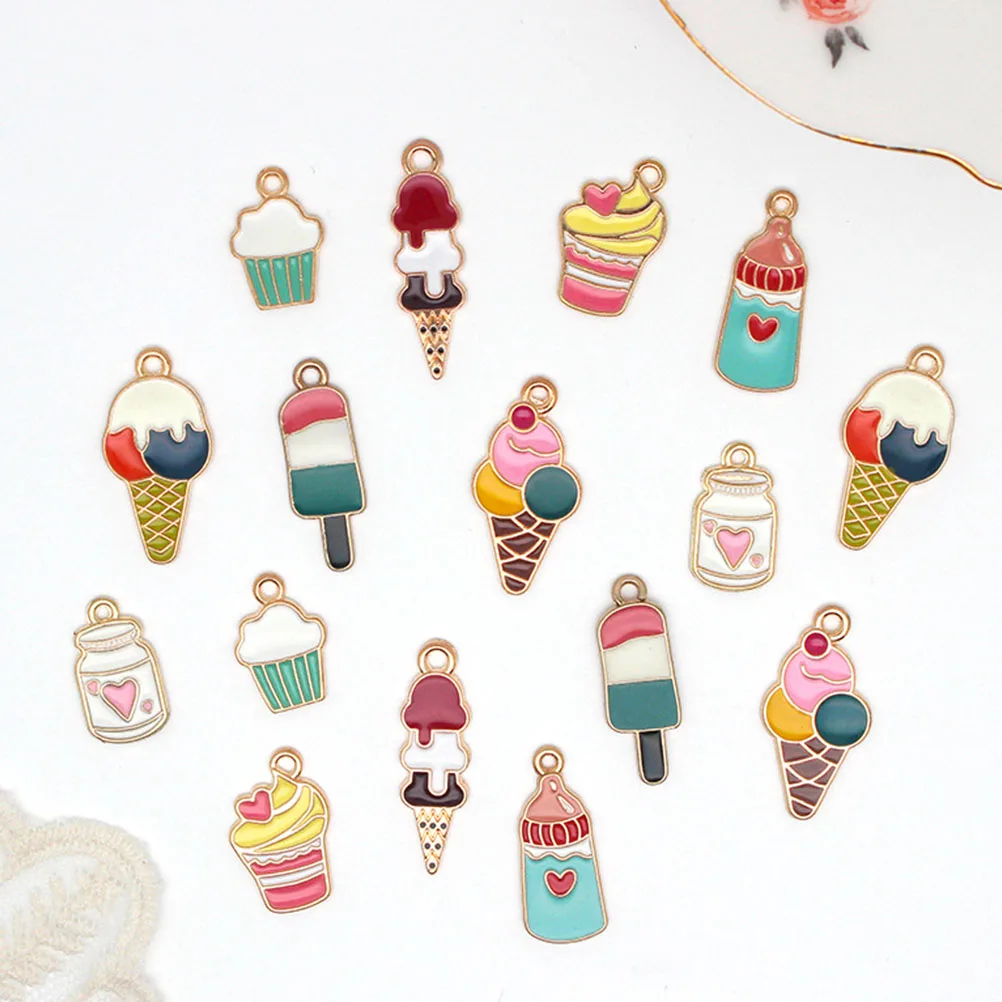 

40 Pcs Alloy Oil Drop Pendant Milk Bottle Charms Bright Dessert Keychain Pendants DIY Jewelry Accessories Durable Safe Not Fade