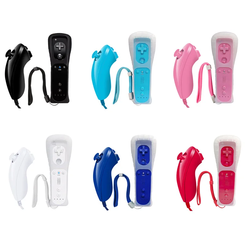 Wii Accessories Generic Wii Remote Controller Nunchuk Set With Silicone Cover Wrist Strap Game Joystick For Wii Game Console Use
