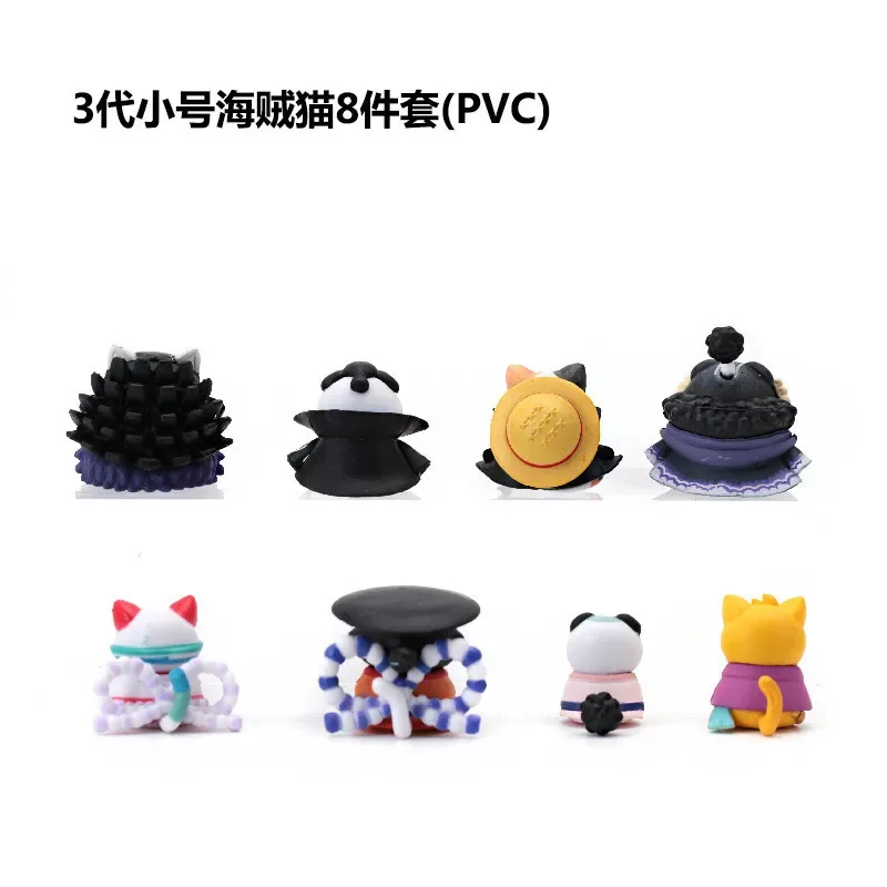 Anime One Piece Luffy Figurka Kozuki Ode Jinbe Cat Shape Q Version Marco Desktop Ornaments Toys Collection Gift Mockup 8PCS