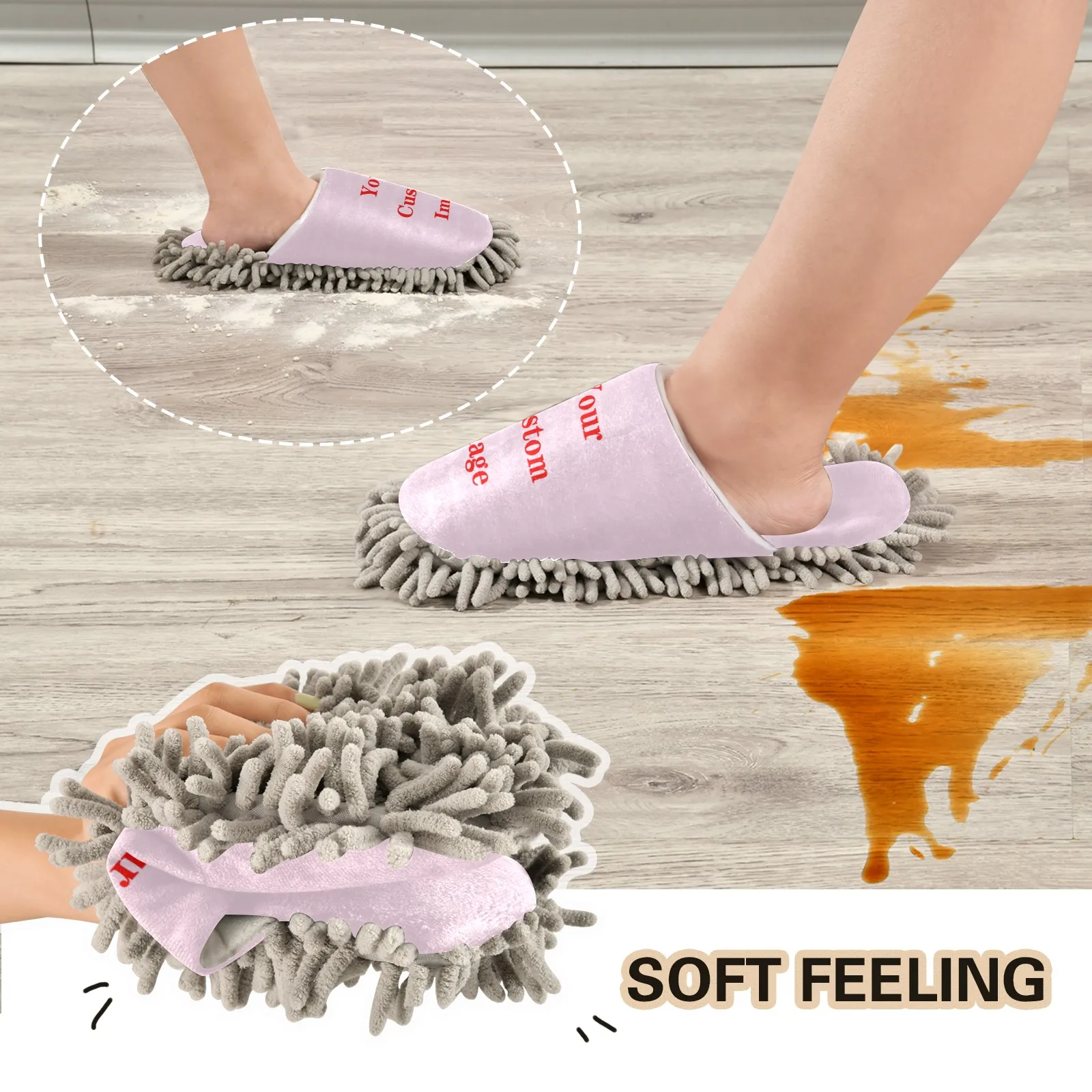 Nieuwe Cleaning Slippers Aangepaste Afbeelding Multifunctionele Floor Dust Cleaning Slippers Schoenen Luie Dweilen Schoenen Thuis Floor Cleaning Schoenen