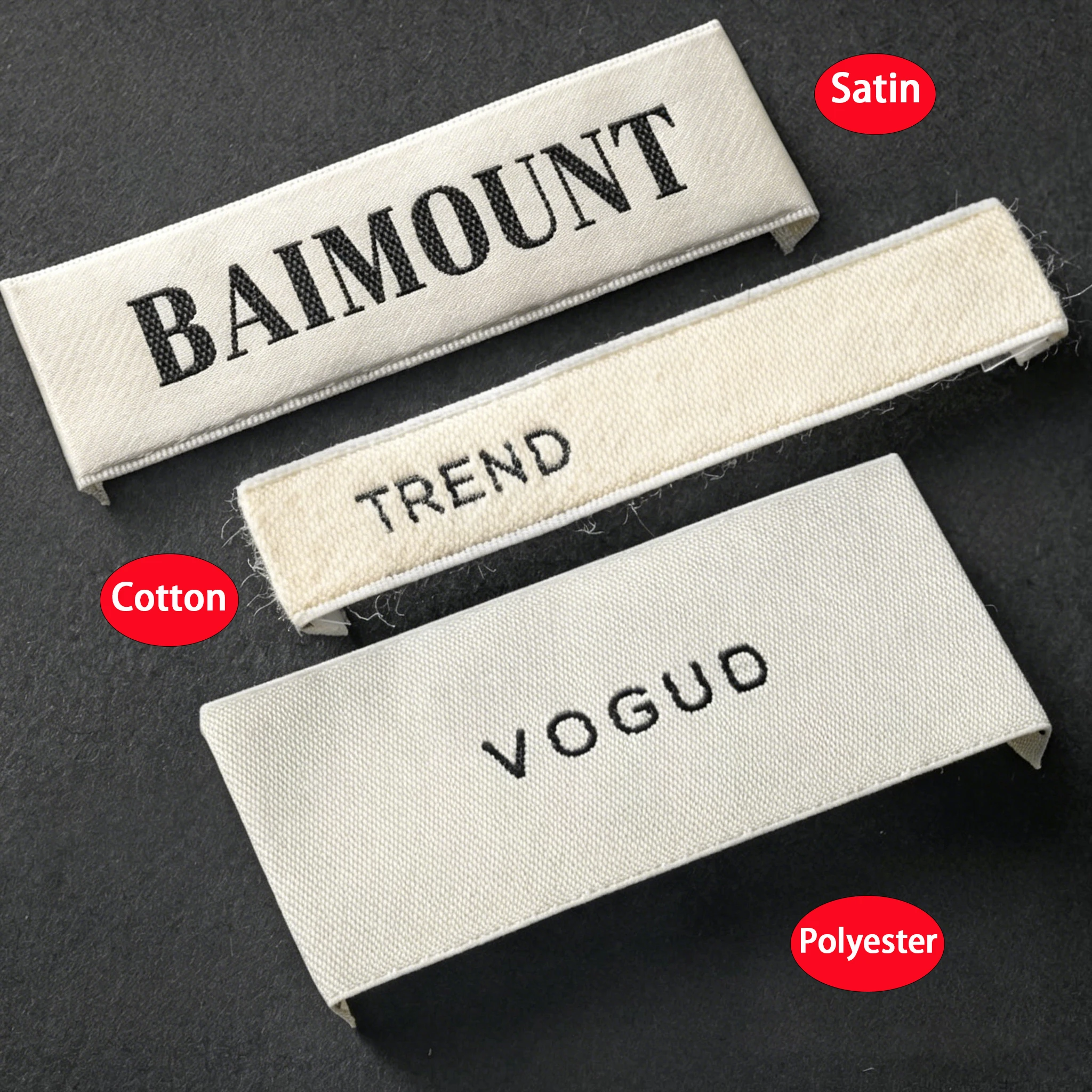 Custom Brand Name Clothing Woven Label Garment Fabric Label with Logo End Fold/Center Fold Hight Quality Woven Tags