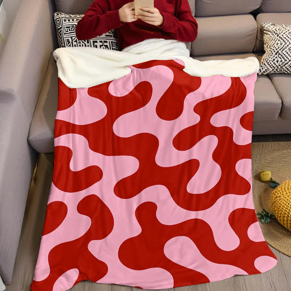 Artistic Red & Pink Fluid Flannel Blanket Warm Soft Halloween Christmas Couch Warm Cozy Decorative Decor Gift for All Season