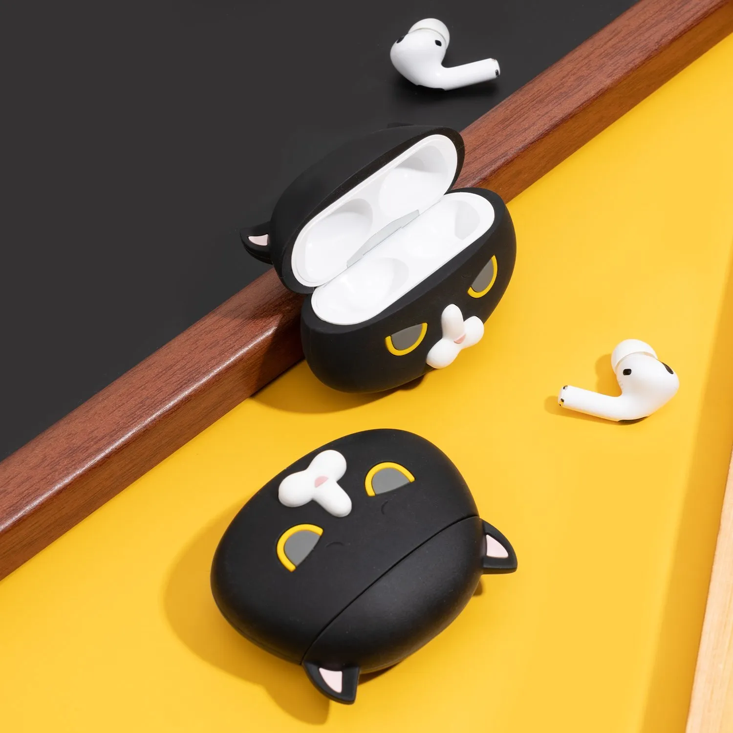 GeekShare 애플 에어팟 프로 보호 쉘 OK 고양이 실리콘 무선 블루투스 이어폰 커버 에어팟 충전기
