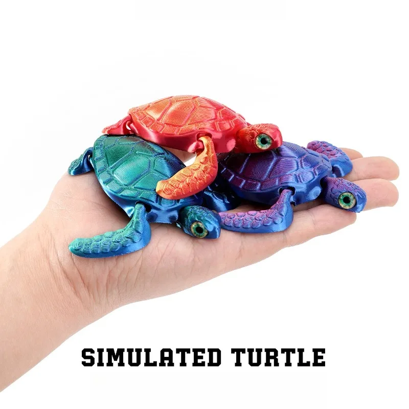 1 шт., 3D печатная модель черепахи, игрушки, многошарнирный подвижный орнамент, реалистичные фигурки животных, украшение для рабочего стола, поделки, миниатюры, игрушки
