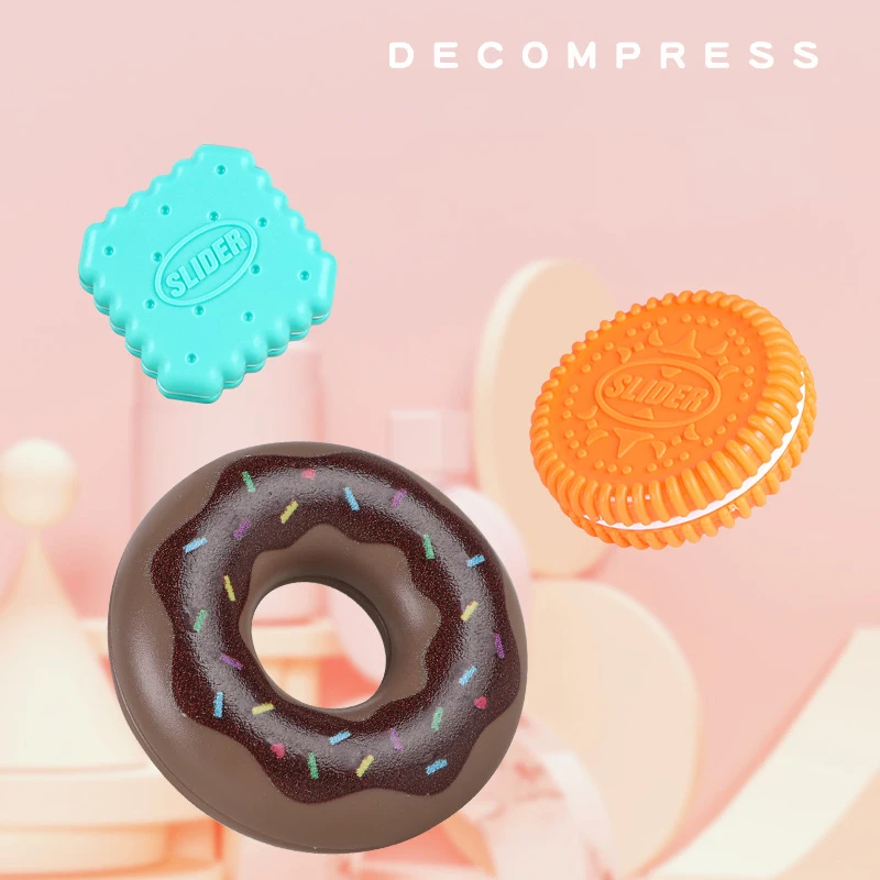 Magnetic Decompression Cube EDC Push Cards Fingertip Slider Stress Relief Toy Simulation Biscuits Donuts Fingertip Spinners Toys