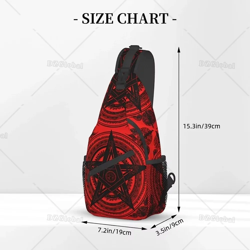 Red Satan Baphomet Satanic Pentagram Outdoor Crossbody Shoulder Bag Unisex Sling Chest Backpack for Women Men Hiking Travel