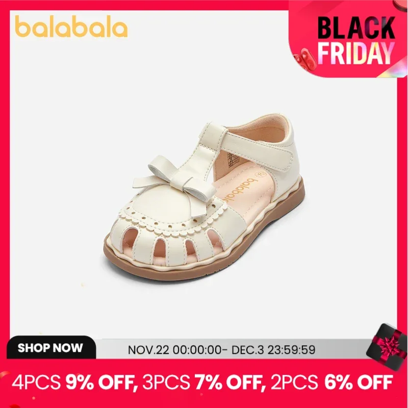 Balabala Kids Sandals Girls Shoes 2024 Summer New Princess Shoes Slip-Resistant Beach Shoes Sweet and Lovely