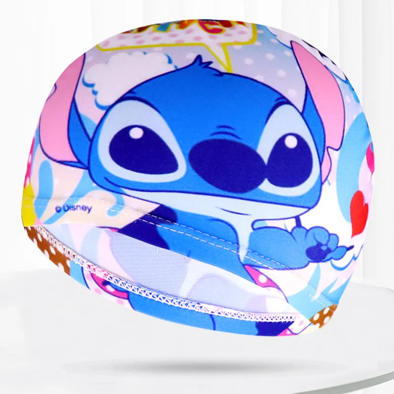 Disney Stitch Children's Swimming Cap Mickey Cartoon Swim Pool Hat Anime Water Sport Protect Ears Hat Bathing Caps 1-8 Years Old