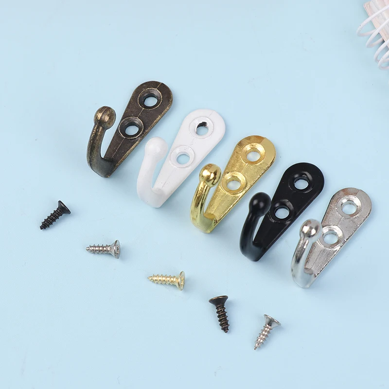 10Pcs/Set Zinc Alloy Hooks With Screws Wall Mounted Hanging Hangers For Coat Towel Bags Robe Caps Hook Storage Rack Holders