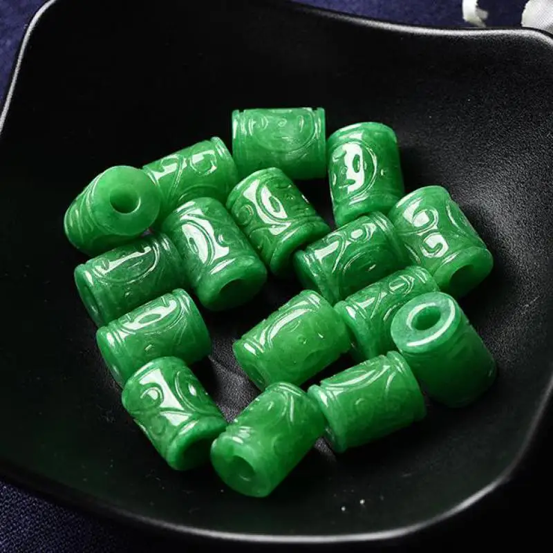 Myanmar Grade A Jadeite Burma Green Jade Carved Beads For Jewelry Making Diy String Bracelet Beaded Necklace Charms Accessories