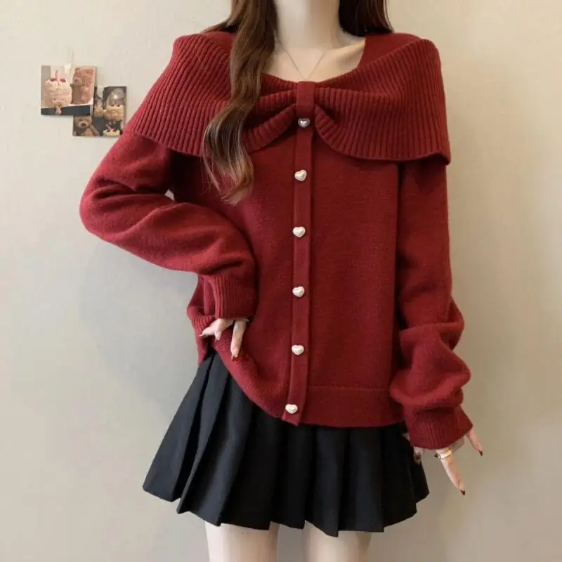 

Women's Clothing Christmas Sweater Red Plus Size Autumn and Winter Long Sleeves Knitwear Tops Cardigan Keep Warm Comfortable