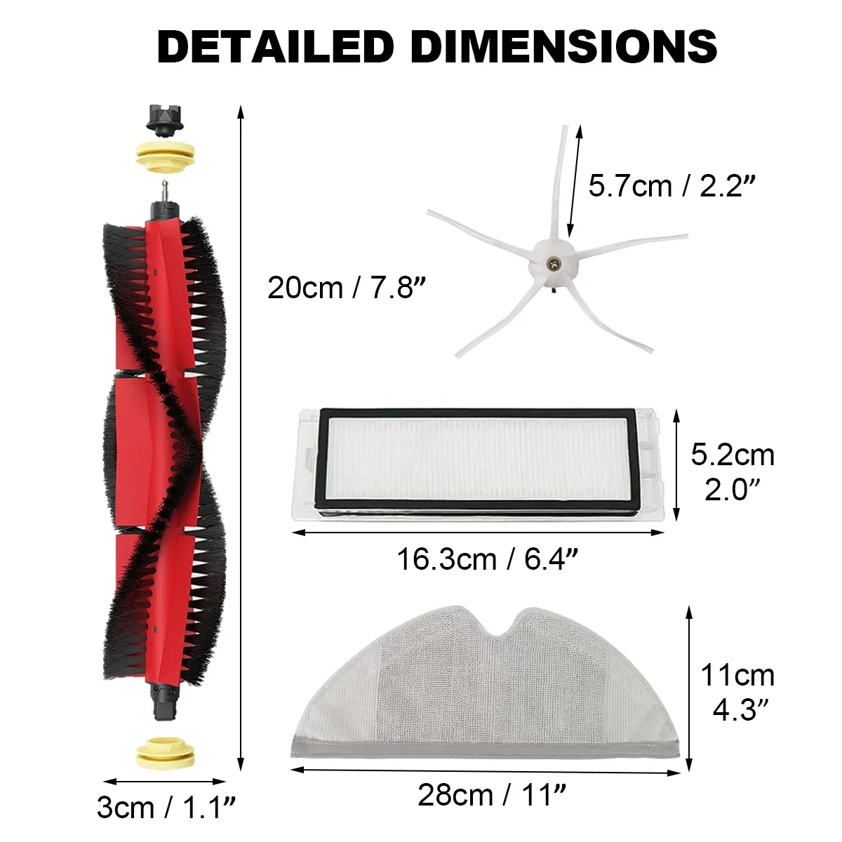 Spazzola laterale in gomma siliconica morbida filtro HEPA per Roborock S50 S51 S6 E2 E35 T4 T6 T7 T7PRO parti dell'aspirapolvere XIAOMI Vacuum 2