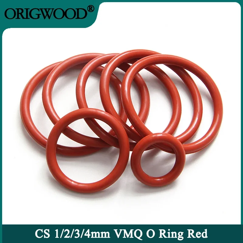 

50pcs VMQ O Ring Gasket Thickness CS 1/2/3/4mm Red Waterproof Washer Round O Shape Silicone Ring Food Grade