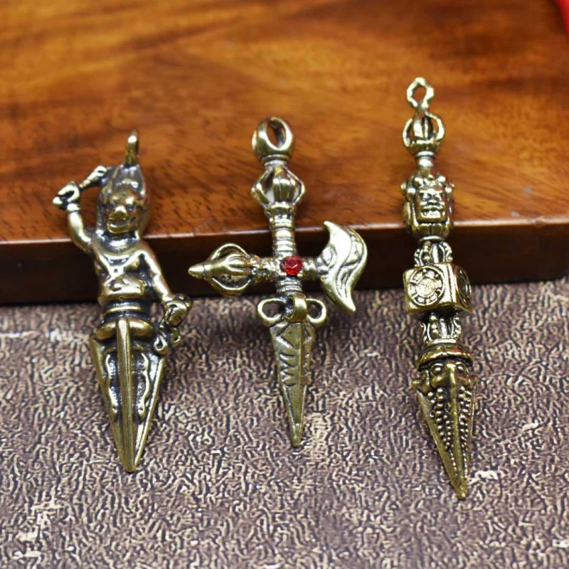 Brass Vajra Pestle Keychain Pendant Single Pestle Pendant Stall Small Copperware Source Immediate Win Tibetan Style