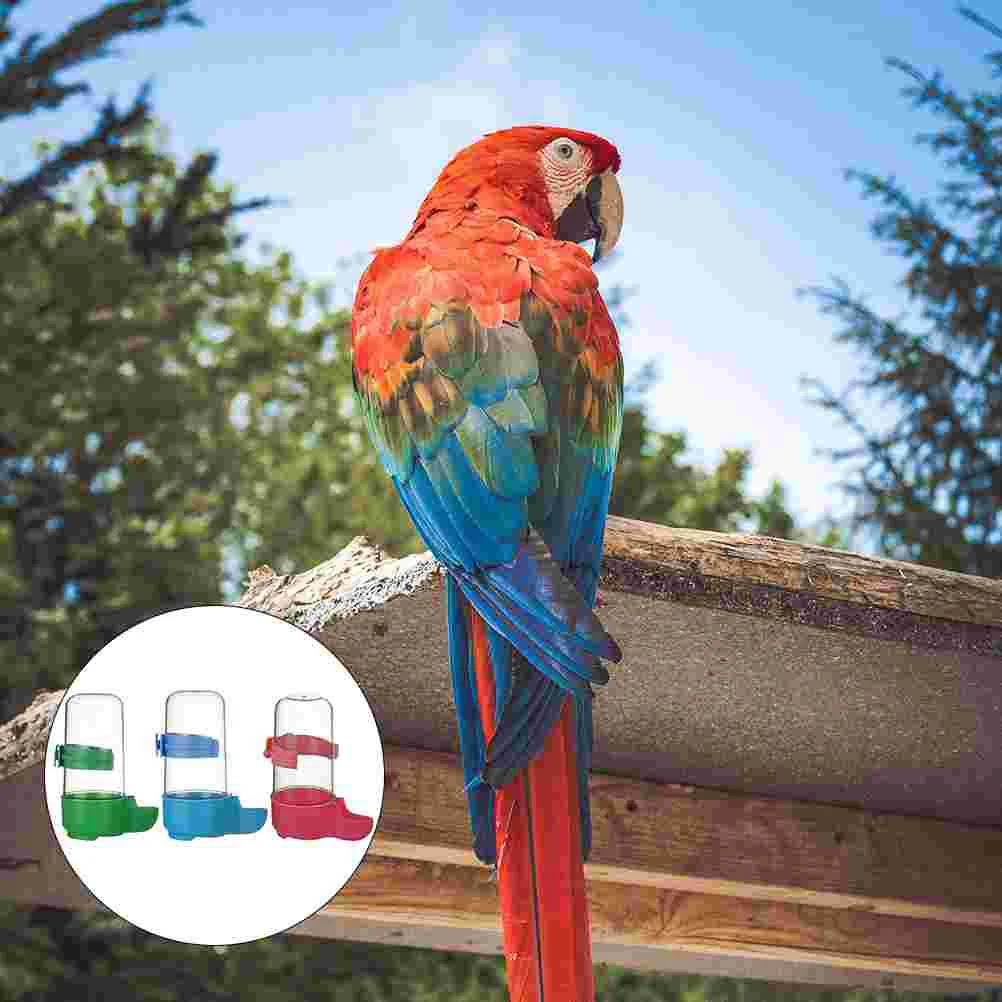 

3 Pcs Bird Utensils Birdcage Accessories Feeders Parrot Drinker Feeding Bowl Water Automatic for Plastic