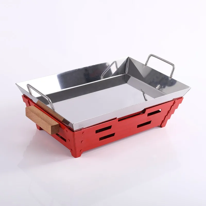 Rectangular Seafood Tower Stove Commercial Lobster Plate Alcohol Dry Pan Charcoal Grill Tower Grill Non-stick Baking Sheet