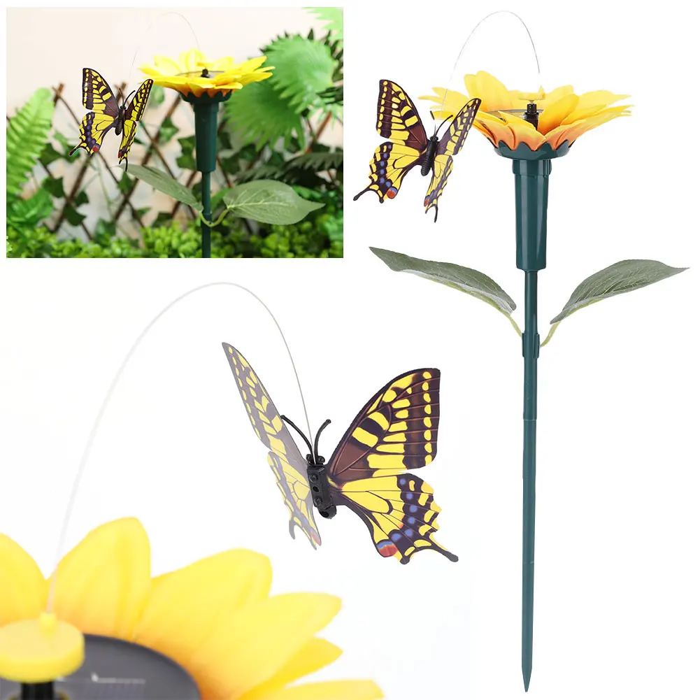 

Solar Sunflower Animal Stake Decor Outdoor Decorative Stake Waterproof Dancing Butterfly Decor Versatile for Yard Patio Pathway
