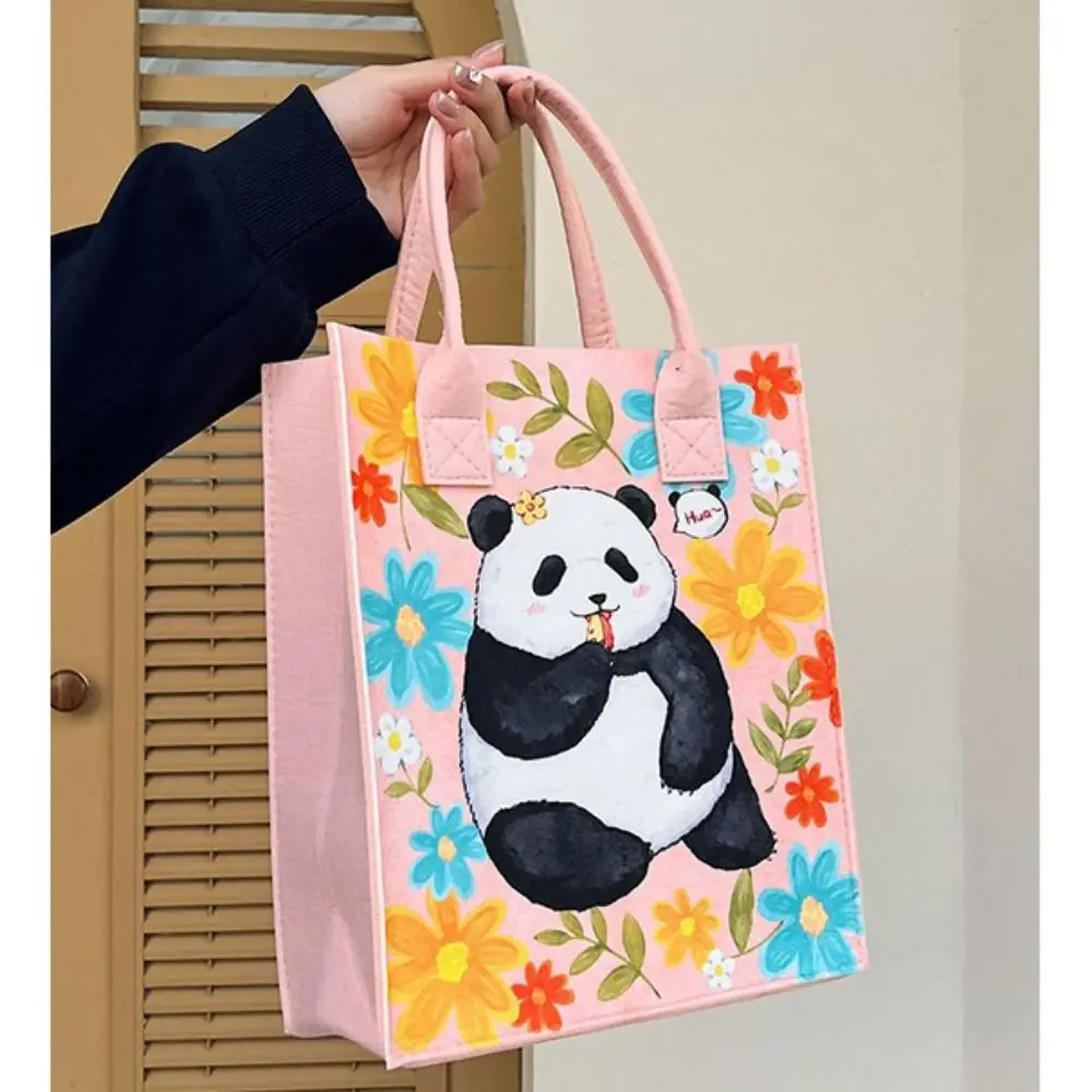 

Panda Flower Handbag New Thicken Felt Tote Bag Shopping Bag Women