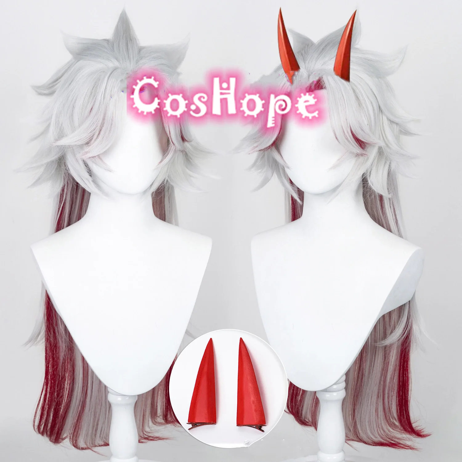 Arataki Itto Cosplay Wig 80cm Silver Red Wig Cosplay Anime Cosplay Wig Heat Resistant Synthetic Wigs Halloween